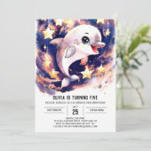 Kleurrijke Schattigee Kinderdolfijn Verjaardag Kaart (Staand voorkant)