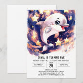 Kleurrijke Schattigee Kinderdolfijn Verjaardag Kaart (Voorkant / Achterkant)