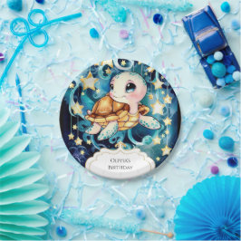 Kleurrijke Schattigee Kinderen schildpad Verjaarda Papieren Bordje