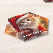 Kleurrijke Schattigee kitten kerst Kartonnen Onderzetters (Schuin)