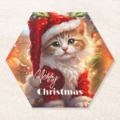 Kleurrijke Schattigee kitten kerst Kartonnen Onderzetters (Voorkant)