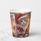 Kleurrijke Schattigee kitten kerst Papieren Bekers (Achterkant)
