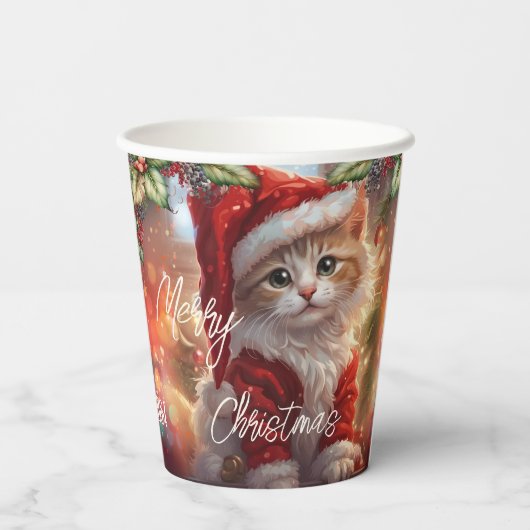 Kleurrijke Schattigee kitten kerst Papieren Bekers (Achterkant)