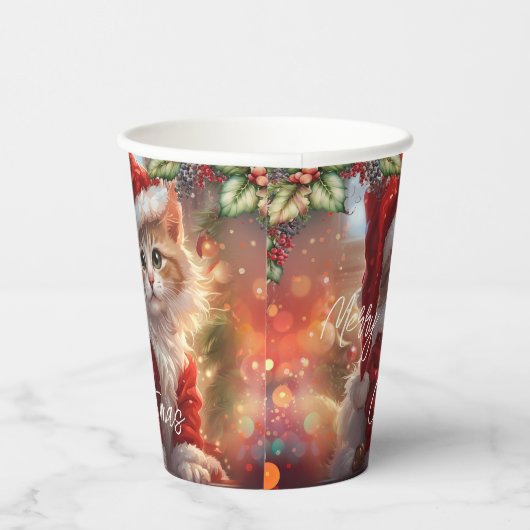 Kleurrijke Schattigee kitten kerst Papieren Bekers (Rechts)