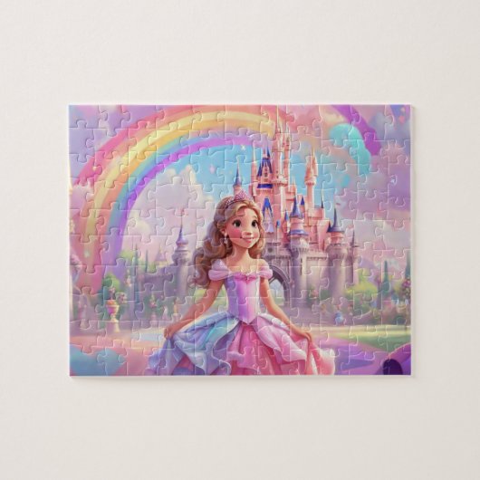 Kleurrijke Schattigee kleine prinses Legpuzzel (Horizontaal)