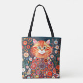KLEURRIJKE SCHATTIGEE KUNST DESIGN CAT TOTE BAG (Achterkant)