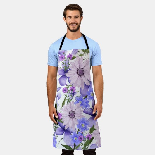 Kleurrijke Schattigee Lavendel Daisies Lilacs Bloe Schort (Gedragen)