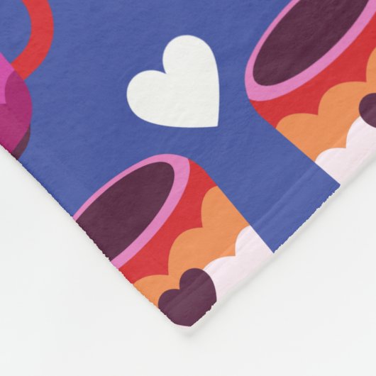 Kleurrijke Schattigee Liefde Mokken Patroon Blauw Fleece Deken (Hoek)