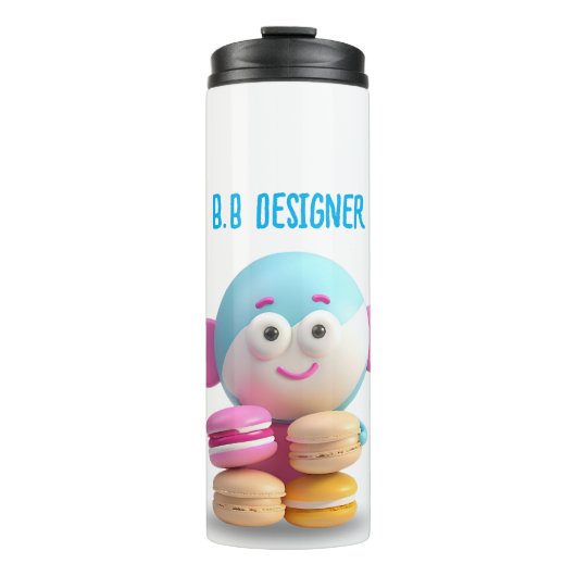 Kleurrijke Schattigee Macaron Tumbler,  Thermosbeker (Voorkant)