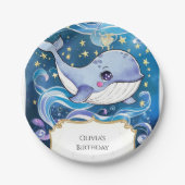 Kleurrijke Schattigee magische walvis Verjaardag Papieren Bordje (Voorkant)