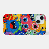 Kleurrijke Schattigee Monster iPhone Case | Leuke  iPhone 15 Case (Achterkant horizontaal)