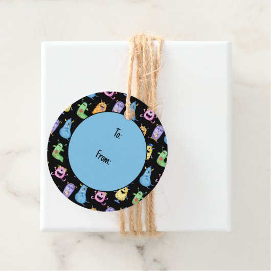 Kleurrijke Schattigee Monsters Bedankjes Labels (In situ)