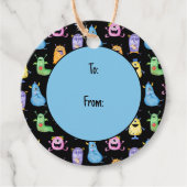 Kleurrijke Schattigee Monsters Bedankjes Labels (Voorkant)