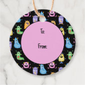 Kleurrijke Schattigee Monsters Bedankjes Labels (Voorkant)