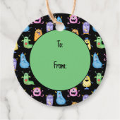 Kleurrijke Schattigee Monsters Bedankjes Labels (Voorkant)