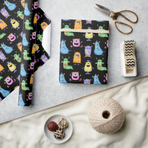 Kleurrijke Schattigee Monsters Cadeaupapier