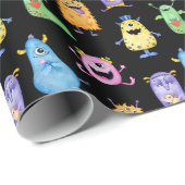 Kleurrijke Schattigee Monsters Cadeaupapier (Rol Hoek)