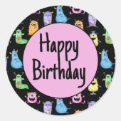Kleurrijke Schattigee Monsters Ronde Sticker (Voorkant)