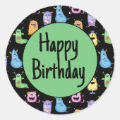 Kleurrijke Schattigee Monsters Ronde Sticker (Voorkant)