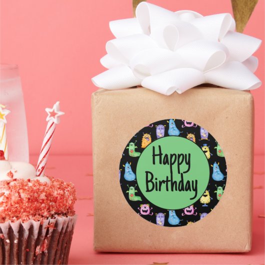 Kleurrijke Schattigee Monsters Ronde Sticker (Feest)