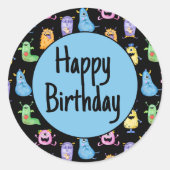 Kleurrijke Schattigee Monsters Ronde Sticker (Voorkant)