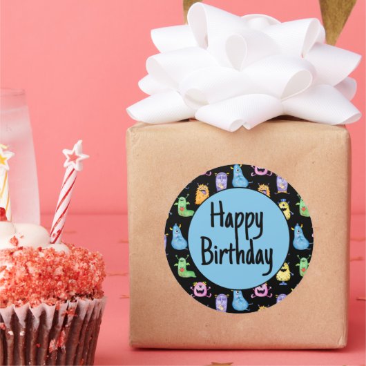 Kleurrijke Schattigee Monsters Ronde Sticker (Feest)