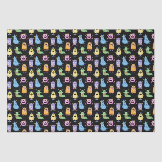 Kleurrijke Schattigee Monsters Tissuepapier (Voorkant)