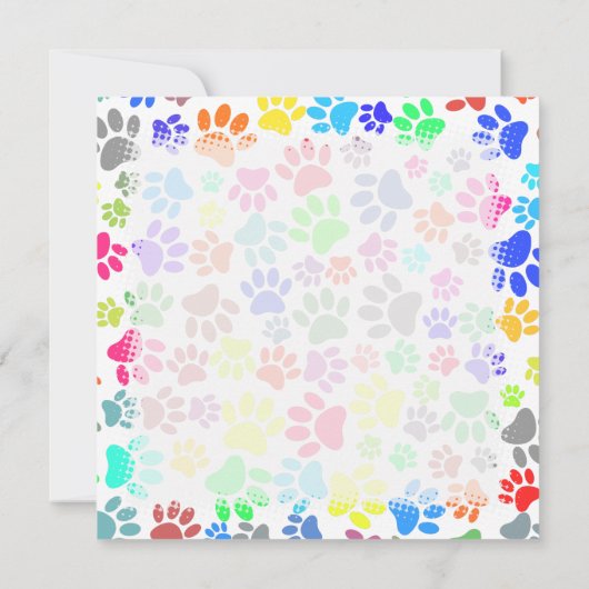 Kleurrijke Schattigee Puppy Paw Prints Notitiekaartje (Achterkant)