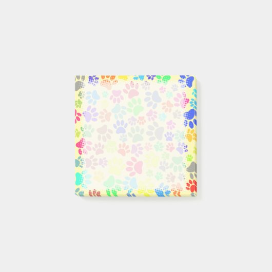 Kleurrijke Schattigee Puppy Paw Prints Post-it® Notes (Voorkant)