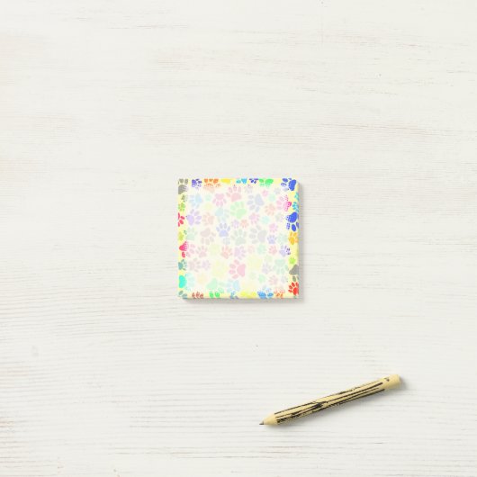 Kleurrijke Schattigee Puppy Paw Prints Post-it® Notes (Op bureau)