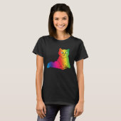 Kleurrijke Schattigee regenboog kitten rave kat kl T-shirt (Voorkant volledig)