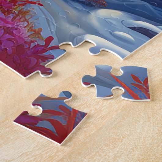 Kleurrijke Schattigee sneeuwwinterbomen Natuur Uit Legpuzzel (Zijkant)