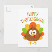 Kleurrijke Schattigee Turkije Herfst Happy Thanksg Briefkaart (Voorkant / Achterkant)