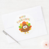 Kleurrijke Schattigee Turkije Herfst Happy Thanksg Ronde Sticker (Envelop)