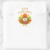 Kleurrijke Schattigee Turkije Herfst Happy Thanksg Ronde Sticker (Tas)