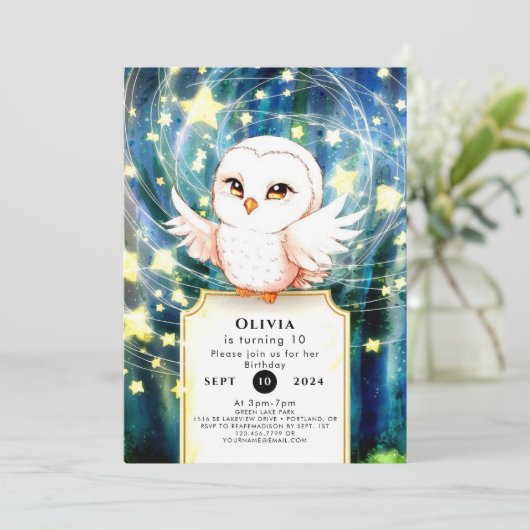Kleurrijke Schattigee Uil Verjaardag Kaart (Staand voorkant)