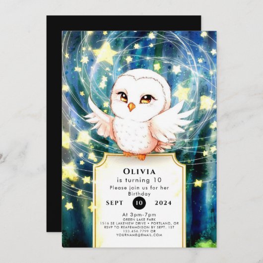 Kleurrijke Schattigee Uil Verjaardag Kaart (Voorkant / Achterkant)