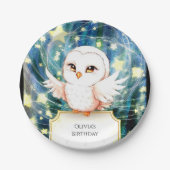 Kleurrijke Schattigee Uil Verjaardag Papieren Bordje (Voorkant)