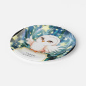 Kleurrijke Schattigee Uil Verjaardag Papieren Bordje (Gekanteld)