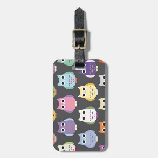 Kleurrijke Schattigee uilen Bagagelabel (Voorkant verticaal)