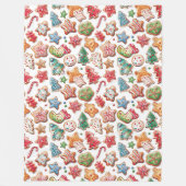 Kleurrijke Schattigee Waterverf kerstkoekjes Fleece Deken (Voorkant)