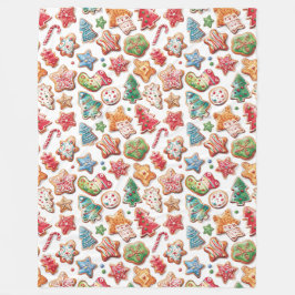 Kleurrijke Schattigee Waterverf kerstkoekjes Fleece Deken