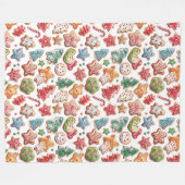 Kleurrijke Schattigee Waterverf kerstkoekjes Fleece Deken (Voorkant (Horizontaal))