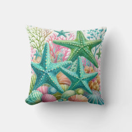 Kleurrijke Schattigee Zeester Zeeschelp Coastal Be Kussen