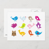 Kleurrijke schatvogels briefkaart (Voorkant / Achterkant)