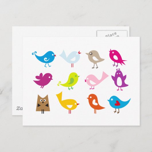 Kleurrijke schatvogels briefkaart (Voorkant / Achterkant)