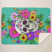 Kleurrijke schedel met bloemen sherpa deken (Voorkant (horizontaal))
