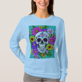 kleurrijke schedel met bloemen T-Shirt