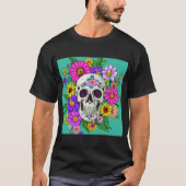 kleurrijke schedel met bloemen Untitled Design T-shirt (Voorkant)