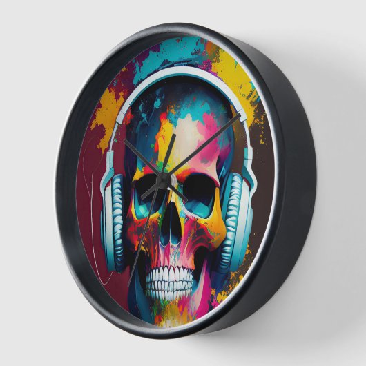Kleurrijke schedel met hoofdtelefoon (Hoek)
